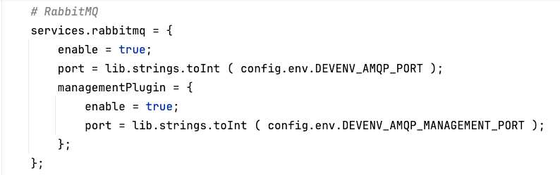 RabbitMQ configuration in devenv.nix