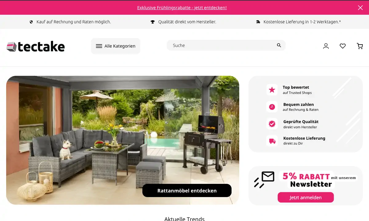 tectake homepage